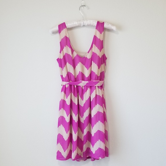 Lily Rose purple and tan chevron dress - Picture 3 of 4